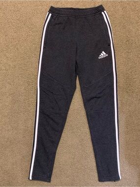 Adidas Men’s Gray Track Pants with White Stripes Joggers Size XS Sweatpants